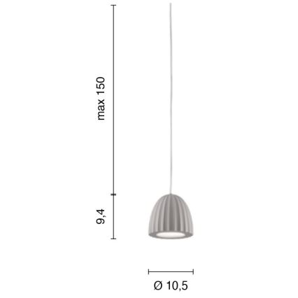 Ondaluce - Závesné svietidlo na kábli CONCRETE 1xGU10/7,5W/230V pr. 10,5 cm betónovo sivé