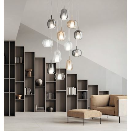 Ondaluce - Závesné svietidlo na kábli THELMA 1xE27/15W/230V dymovo šedé