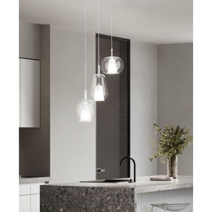 Ondaluce - Závesné svietidlo na lane THELMA 1xE27/15W/230V priehľadné