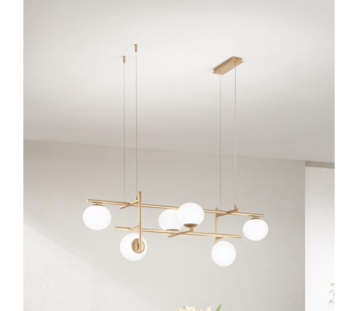 Ondaluce - Závesné svietidlo na lankách JEWEL 6xE14/10W/230V zlatá/biela SO.JEWEL/6-ORO