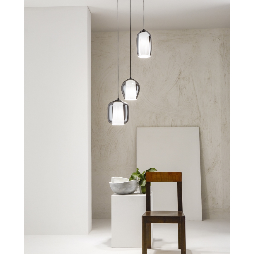 Ondaluce - Závesné svietidlo na lanku BONNIE 1xE27/15W/230V pr. 15 cm dymovo čierne