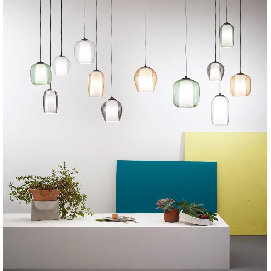 Ondaluce - Závesné svietidlo na lanku BONNIE 1xE27/15W/230V pr. 15 cm dymovo čierne