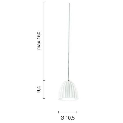 Ondaluce - Závesné svietidlo na lanku CONCRETE 1xGU10/7,5W/230V priemer 10,5 cm, betón, biele