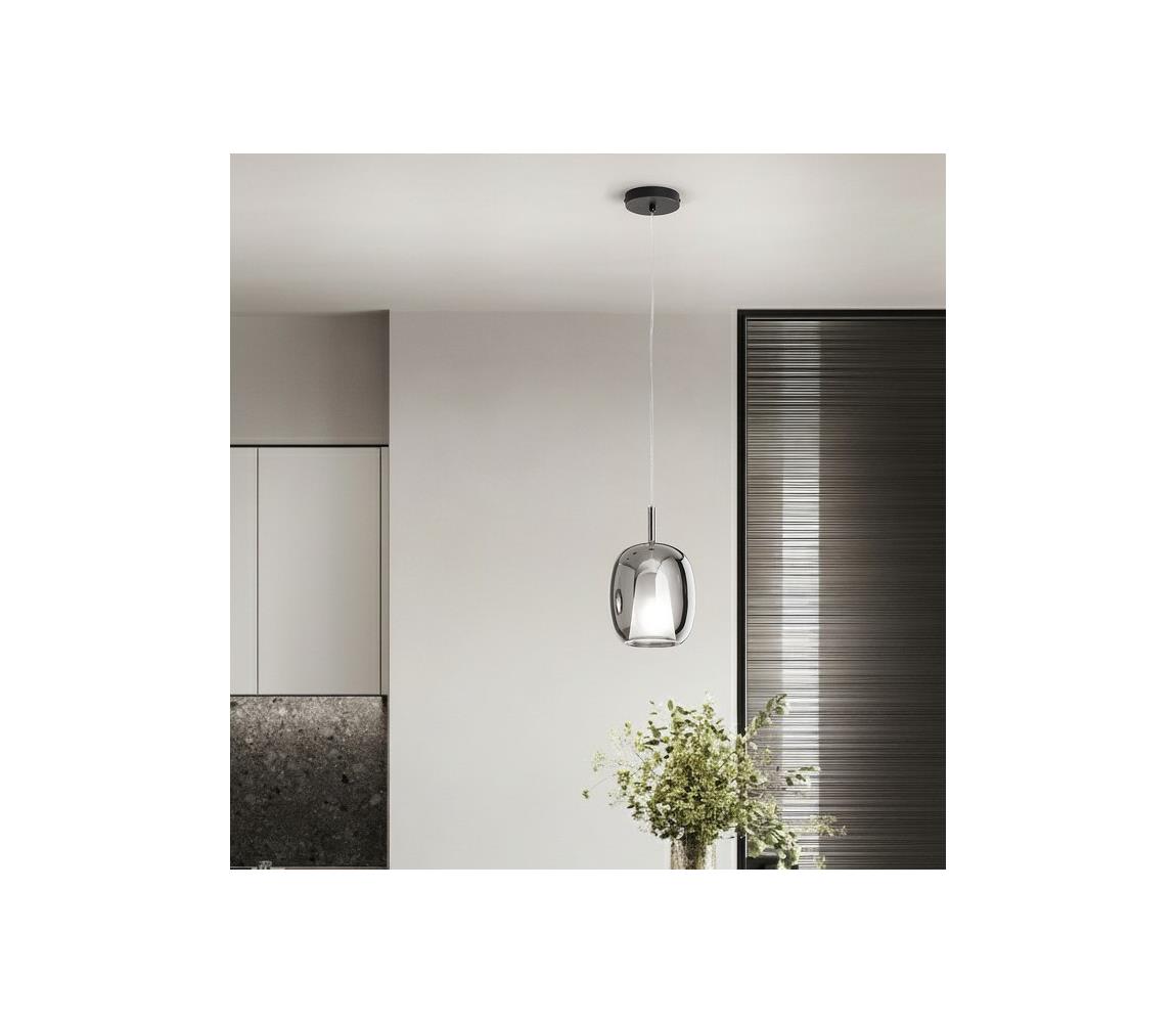 Ondaluce - Závesné svietidlo na lanku TH 1xE27/15W/230V pr. 19,5 cm čierna/dymová sivá SO.TH/3-FUME