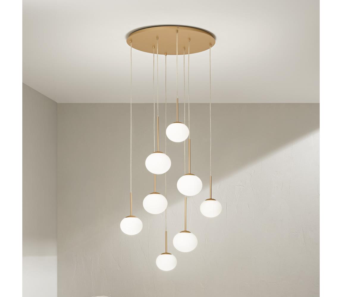 Ondaluce - Závesný luster na lankách JEWEL 8xE14/10W/230V priemer 70 cm zlatá/biela SO.JEWEL/8-ORO