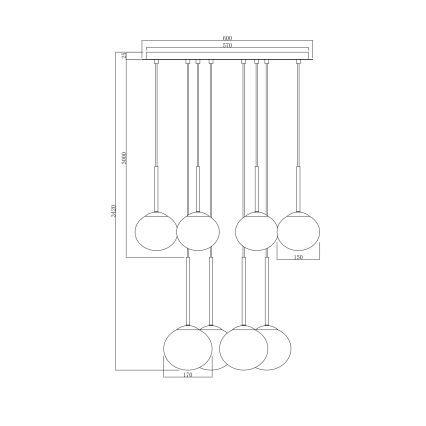 Ondaluce - Závesný luster na lankách JEWEL 8xE14/10W/230V priemer 70 cm zlatá/biela