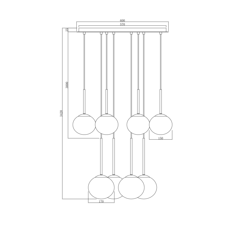 Ondaluce - Závesný luster na lankách JEWEL 8xE14/10W/230V priemer 70 cm zlatá/biela