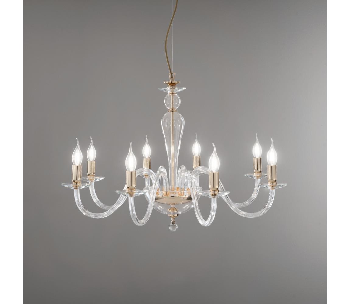 Ondaluce - Závesný luster na lankách PAGANINI 6xE14/10W/230V priemer 70 cm zlatá/číra LP.PAGAN/6-ORO