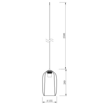 Ondaluce - Závesný luster na lanku BONNIE 1xE27/15W/230V pr. 15,5 cm čierna/dymovo čierna