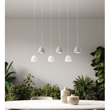 Ondaluce - Závesný luster na lanku CONCRETE 1xGU10/7,5W/230V pr. 10,5 cm betón/biela