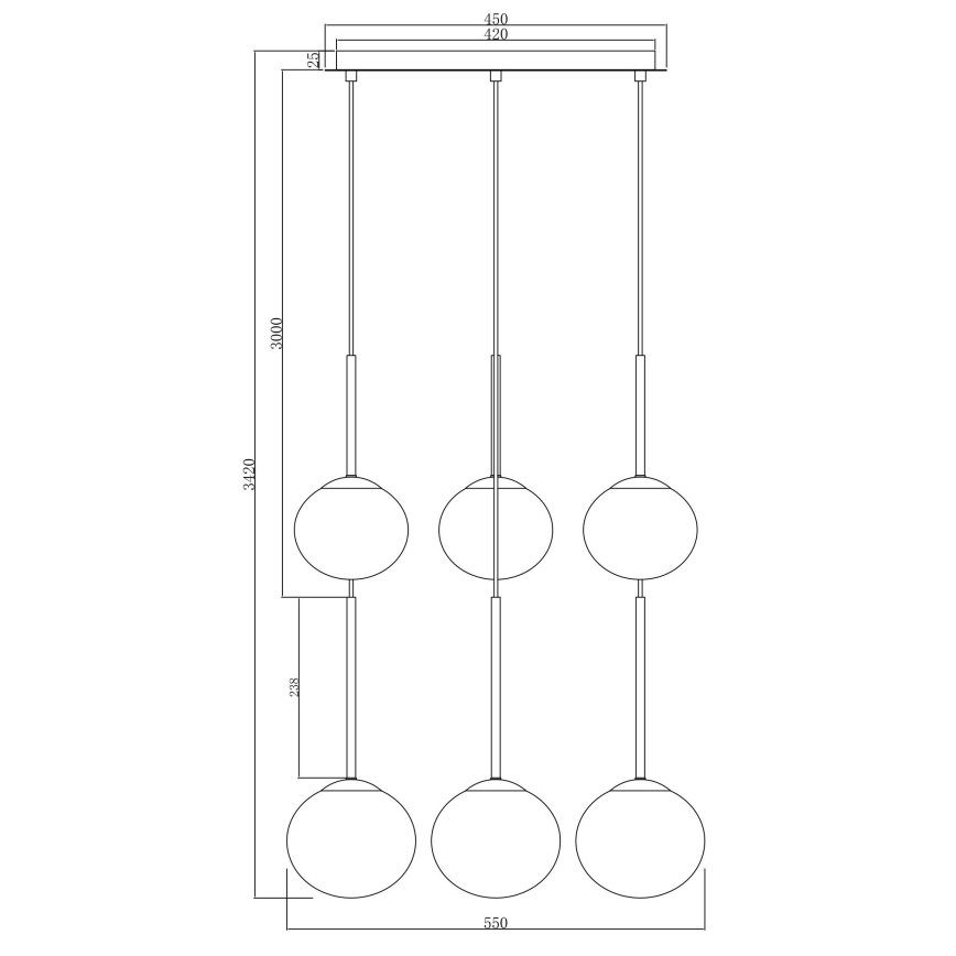 Ondaluce - Závesný luster na lanku JEWEL 6xE14/10W/230V pr. 55 cm dymovo čierny