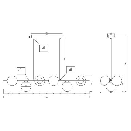 Ondaluce - Závesný luster na lanku MONILE 6xE14/10W/230V zlatá/biela