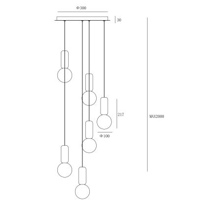 Ondaluce - Závesný luster na lanku ROCK 6xG9/7W/230V pr. 35 cm betón hnedá/šedá/biela
