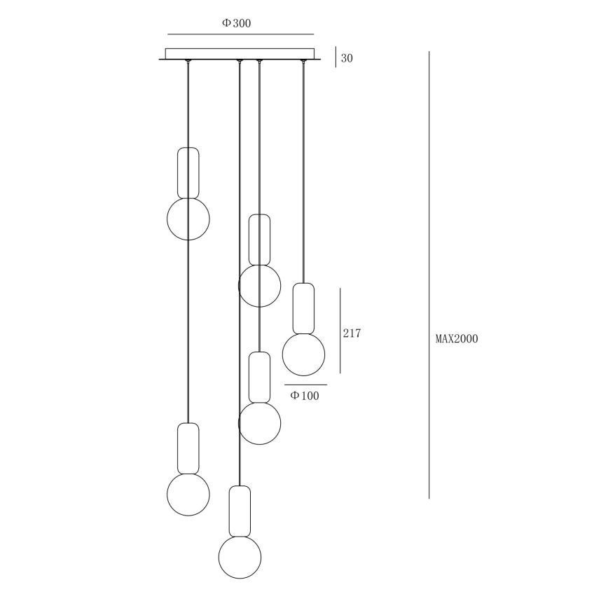 Ondaluce - Závesný luster na lanku ROCK 6xG9/7W/230V pr. 35 cm betón hnedá/šedá/biela