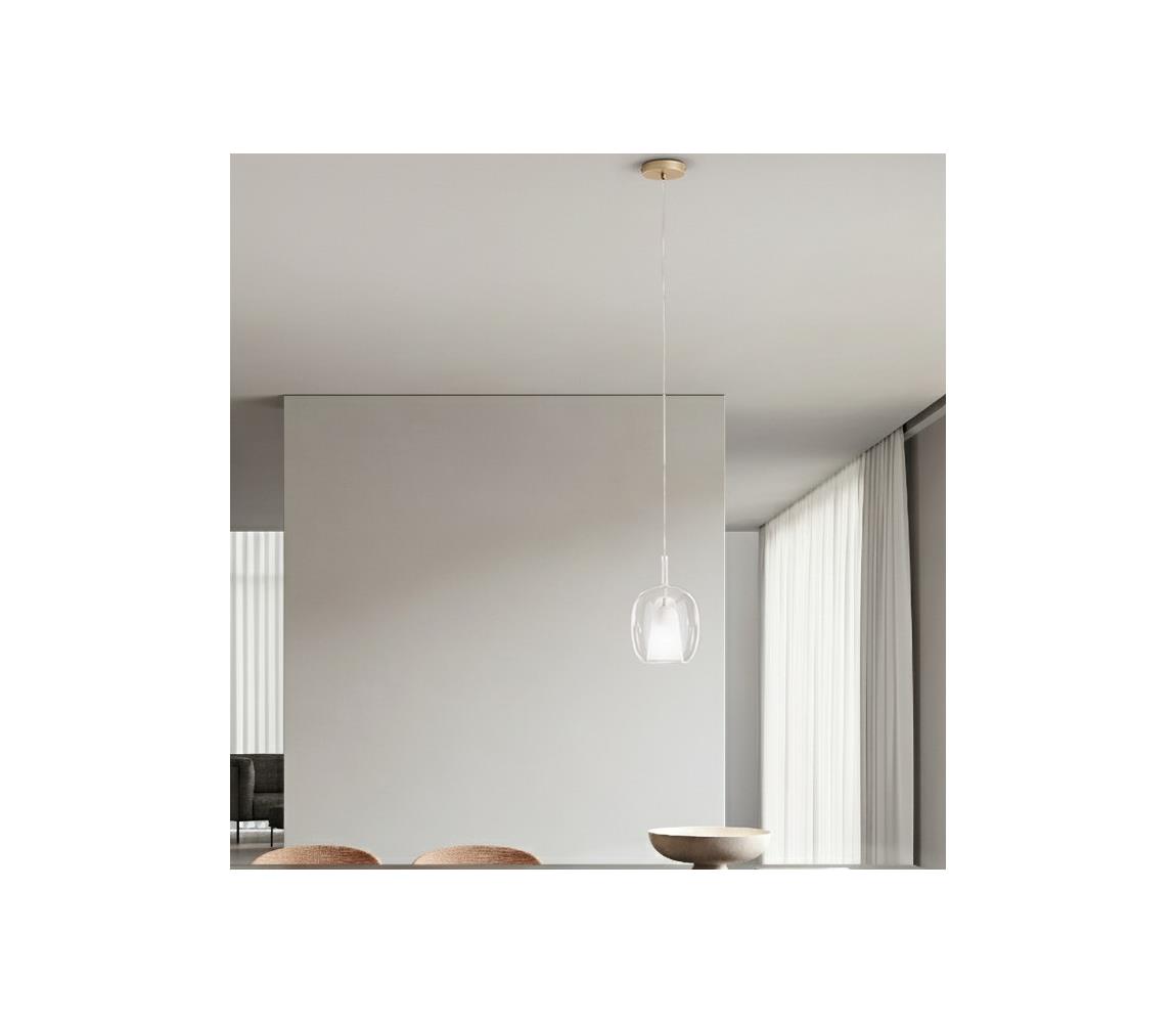 Ondaluce - Závesný luster na lanku TH 1xE27/15W/230V pr. 19,5 cm zlatá/číra SO.TH/3-TRASP