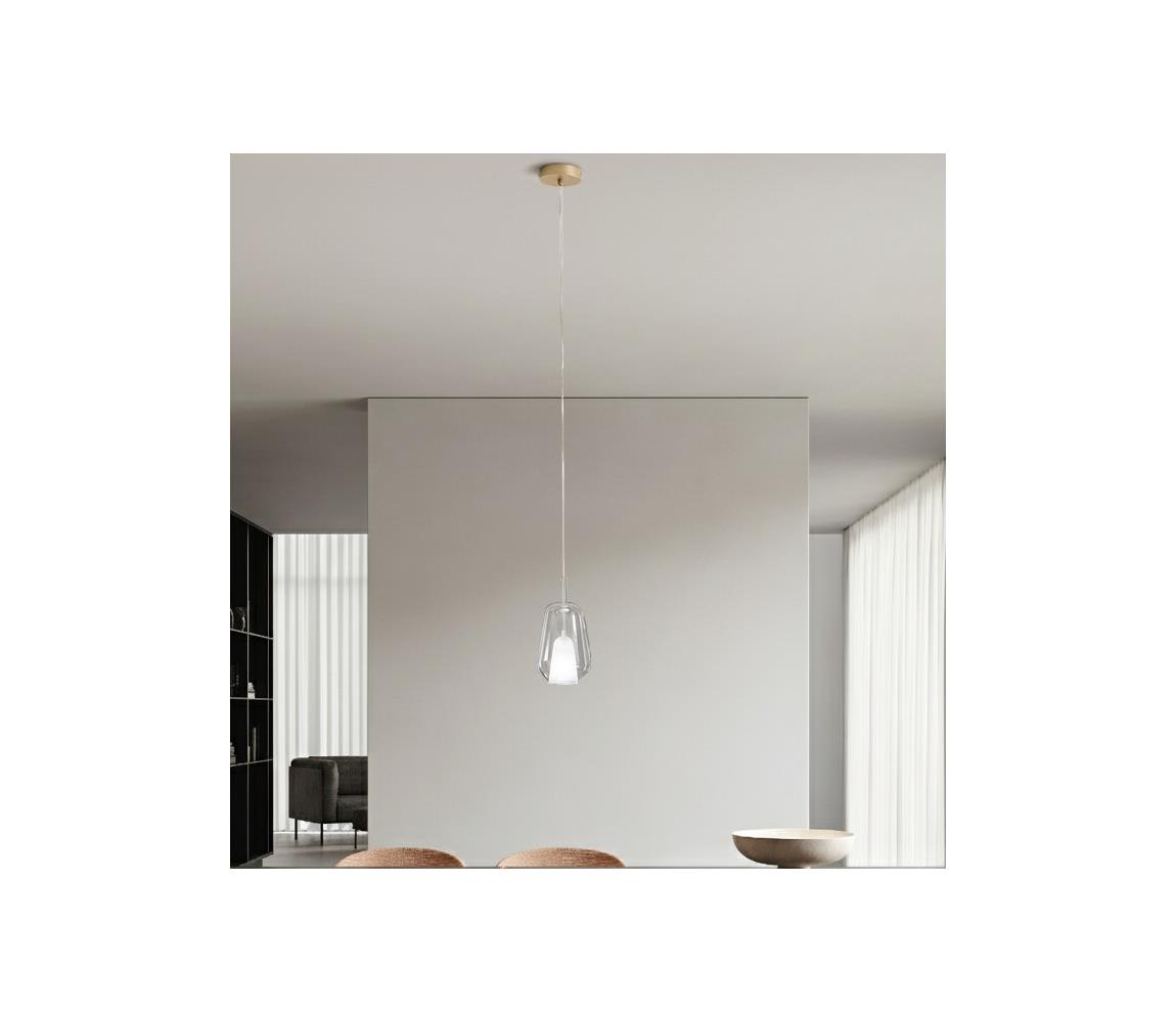Ondaluce - Závesný luster na lanku TH 1xE27/15W/230V pr. 19 cm zlatá/číra SO.TH/1-TRASPA
