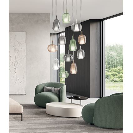 Ondaluce - Závesný luster na lanku THELMA 1xE27/15W/230V pr. 19 cm zlatá/číra