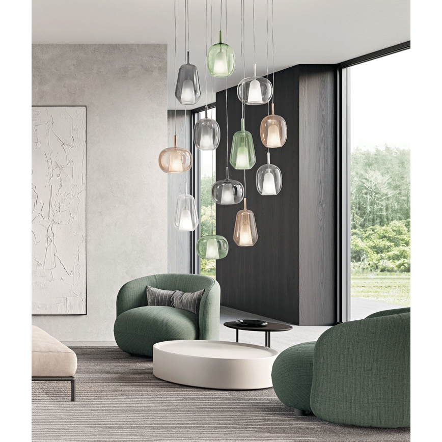 Ondaluce - Závesný luster na lanku THELMA 1xE27/15W/230V pr. 19 cm zlatá/číra