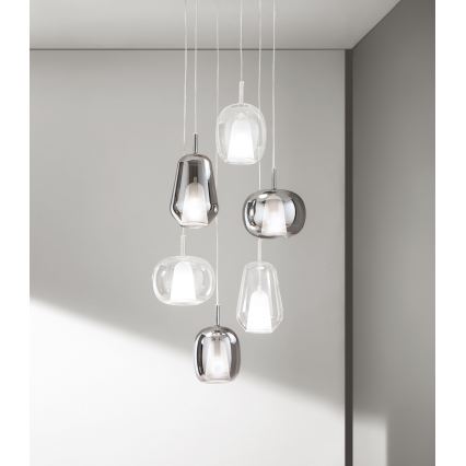 Ondaluce - Závesný luster na lanku THELMA 1xE27/15W/230V pr. 19 cm zlatá/číra