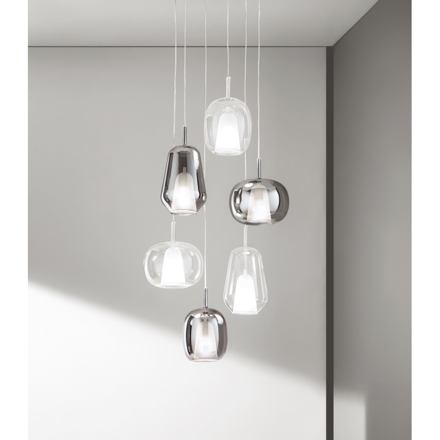 Ondaluce - Závesný luster na lanku THELMA 1xE27/15W/230V pr. 19 cm zlatá/číra