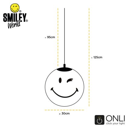 ONLI - Detský závesný luster SMILEY na lanku 1xE27/15W/230V biela