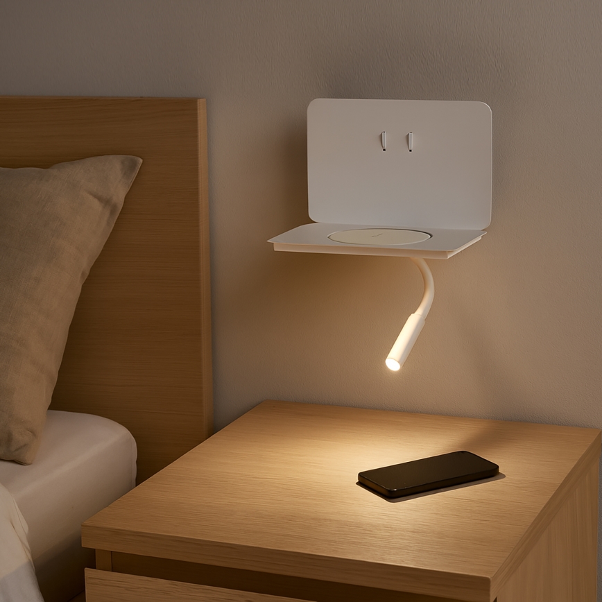 ONLI - LED flexibilná lampička s poličkou WIK LED/6,5W/230V + LED/3W biela