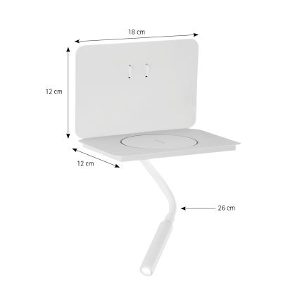 ONLI - LED flexibilná lampička s poličkou WIK LED/6,5W/230V + LED/3W biela