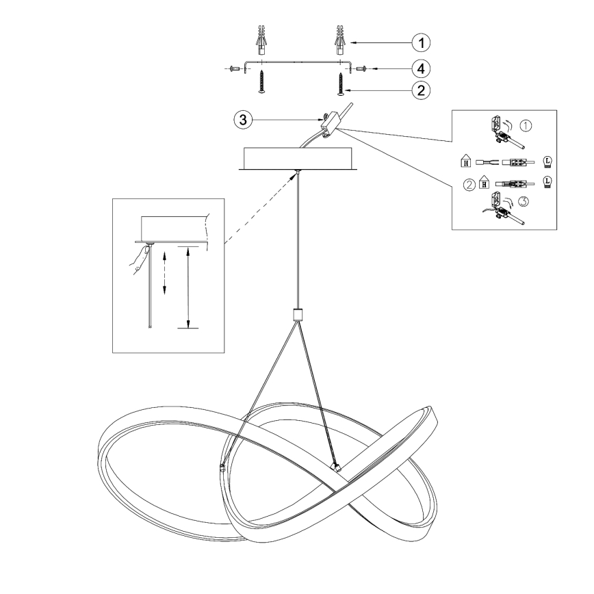 ONLI - LED Luster na lanku LOOP LED/40W/230V 4000K lesklý chróm