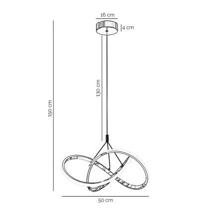 ONLI - LED Luster na lanku LOOP LED/40W/230V 4000K lesklý chróm