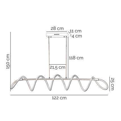 ONLI - LED Luster na lanku SPIRALE LED/72W/230V 3000K biela