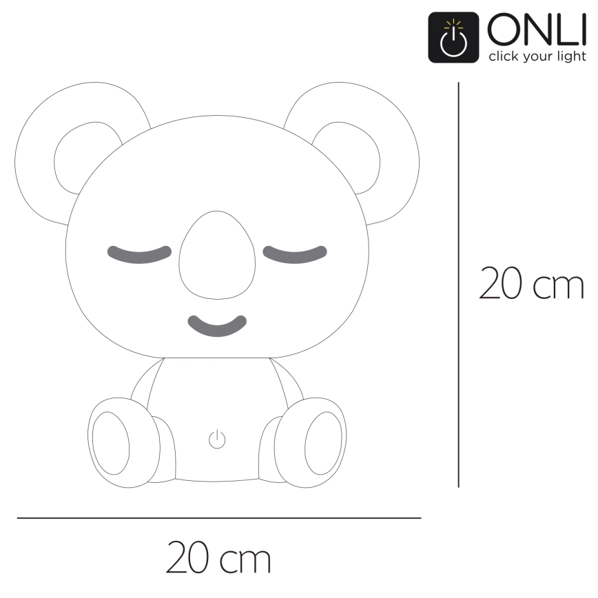 ONLI - LED stmievateľná detská nočná lampička PUPPIES LED/3W/230V 20 cm koala/zelená