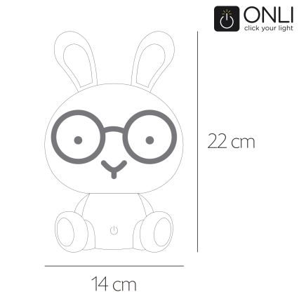 ONLI - LED stmievateľná detská nočná lampička PUPPIES LED/3W/230V 22 cm zajačik/modrá