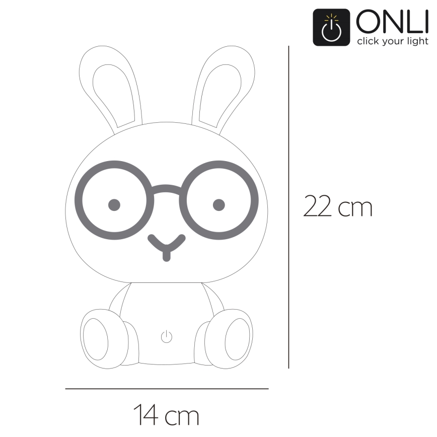 ONLI - LED stmievateľná detská nočná lampička PUPPIES LED/3W/230V 22 cm zajačik/modrá