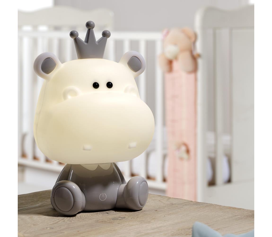 ONLI - LED stmievateľná detská nočná lampička PUPPIES LED/3W/230V 25 cm hroch/sivá 073/LG
