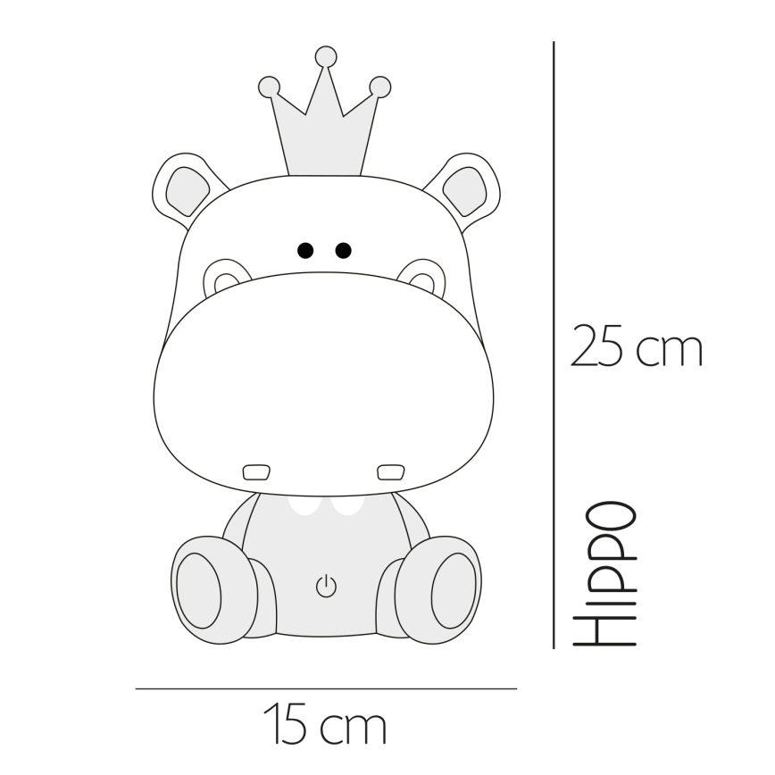ONLI - LED Stlmiteľná detská nočná lampička PUPPIES LED/3W/230V 25 cm hroch/šedá