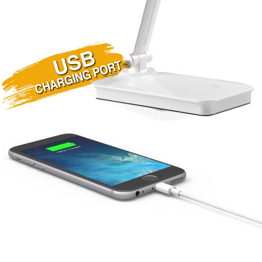 ONLI - LED Stmievateľná dotyková stolná lampa s USB portem DESKI LED/7W/230V 4000K biela
