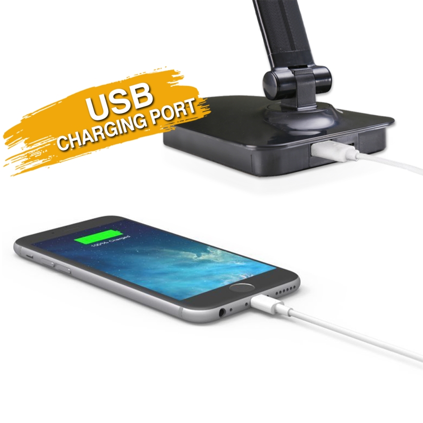ONLI - LED Stmievateľná stolná lampa s USB portom DESKI LED/7W/230V 4000K čierna