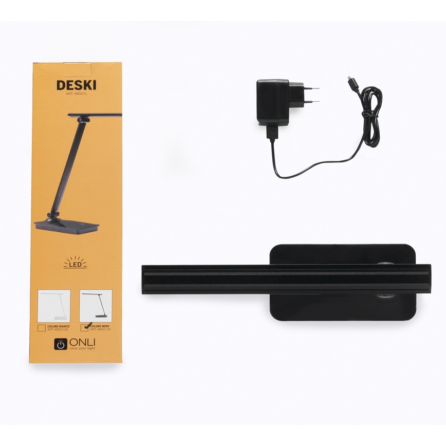 ONLI - LED Stmievateľná stolná lampa s USB portom DESKI LED/7W/230V 4000K čierna