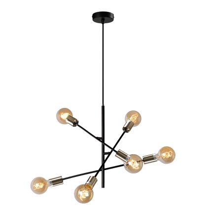 ONLI - Luster na lanku CROSS 6xE27/22W/230V čierna/mosadz