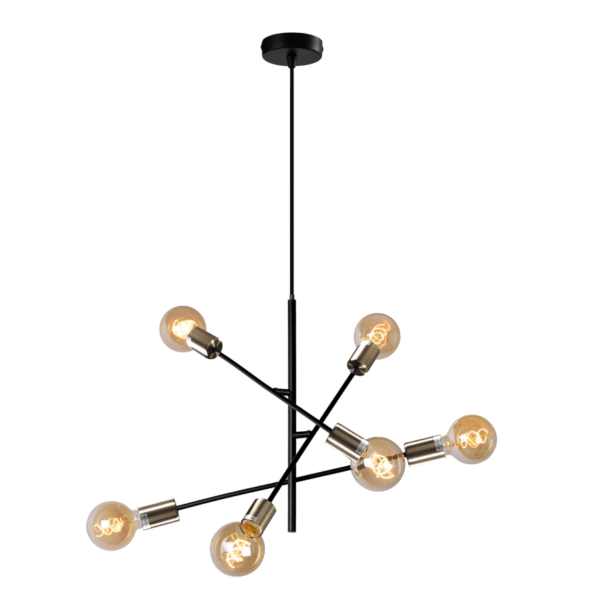 ONLI - Luster na lanku CROSS 6xE27/22W/230V čierna/mosadz
