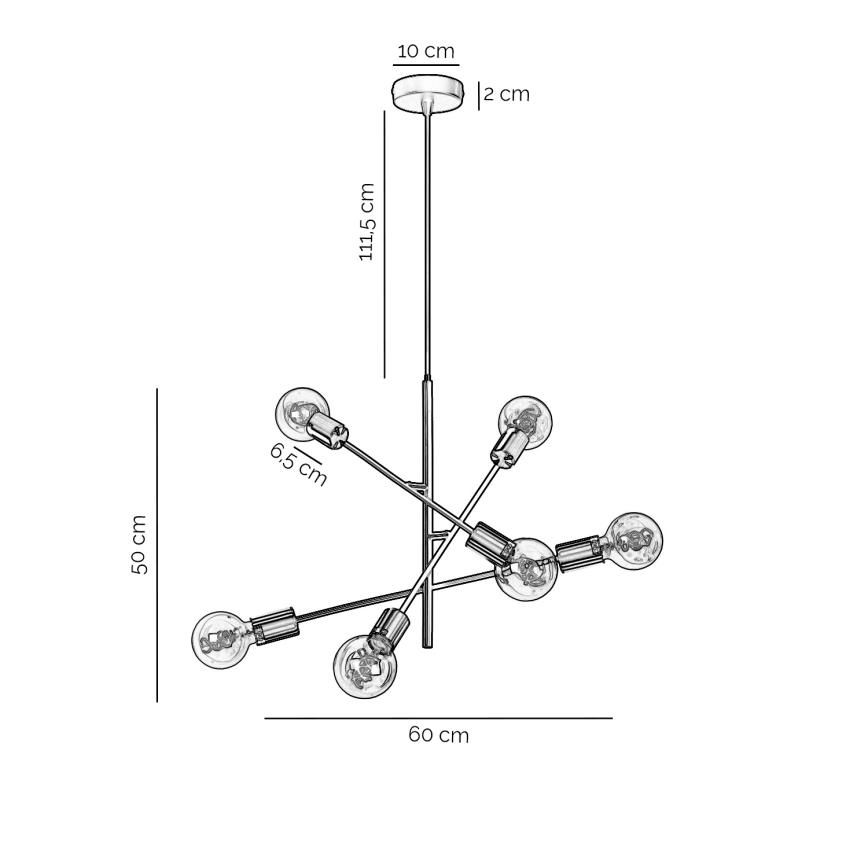 ONLI - Luster na lanku CROSS 6xE27/22W/230V čierna/mosadz