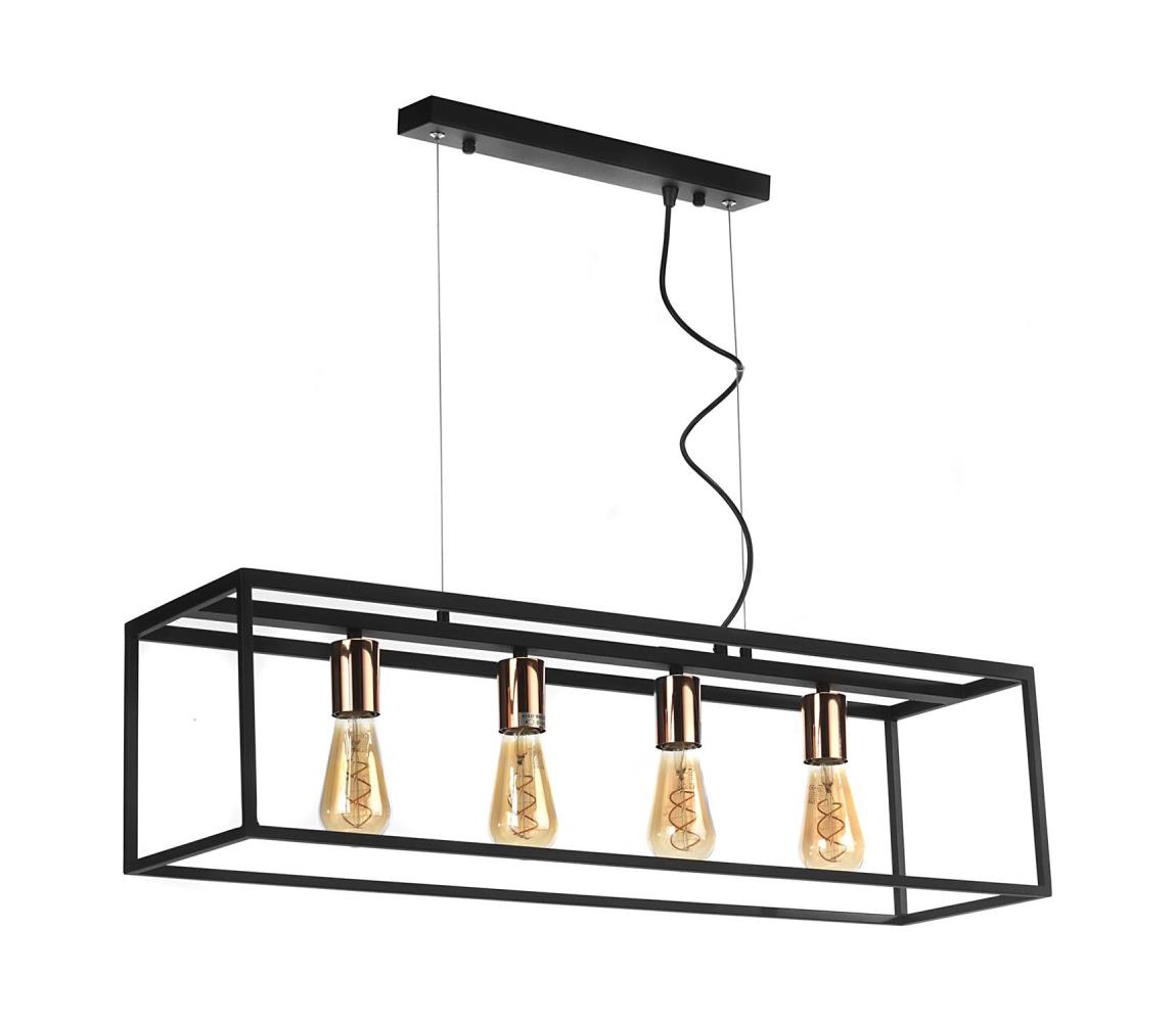 ONLI - Luster na lanku FLOKI 4xE27/15W/230V čierna/medená 4931/S