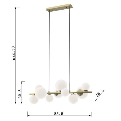 ONLI - Luster na lanku PALOMA 10xG9/10W/230V zlatá