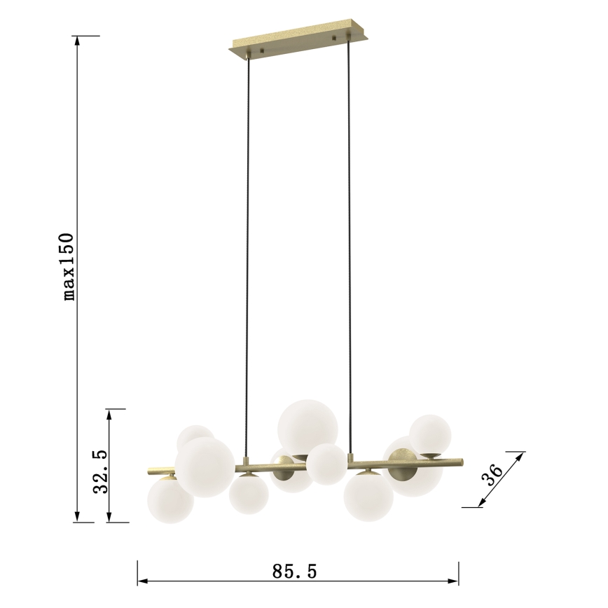 ONLI - Luster na lanku PALOMA 10xG9/10W/230V zlatá