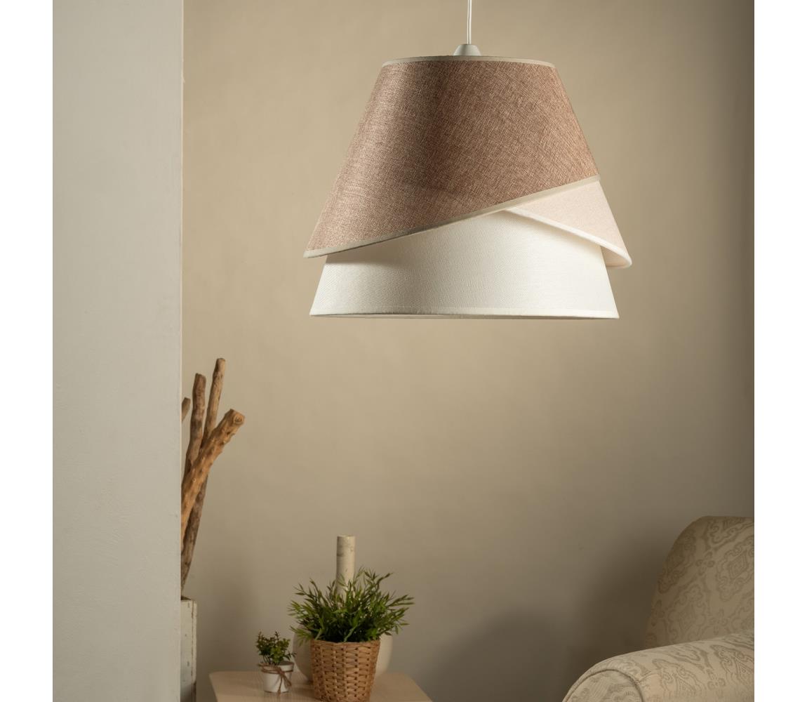 ONLI - Luster na lanku POLLON 1xE27/15W/230V hnedá/krémová/béžová 5106/S