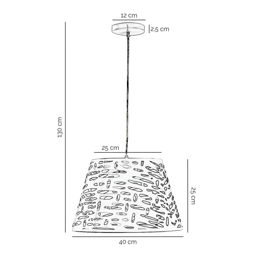 ONLI - Luster na lanku RICKY 1xE27/15W/230V pr. 40 cm biela