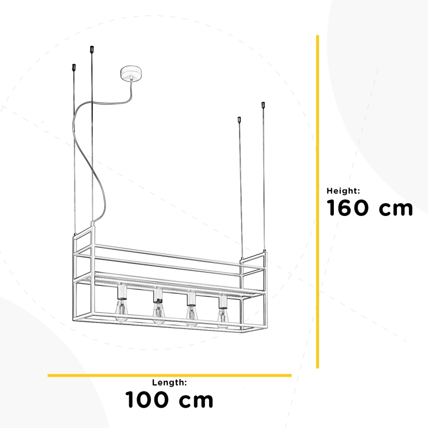 ONLI - Luster na lanku s poličkou JEFFER 4xE27/22W/230V biela
