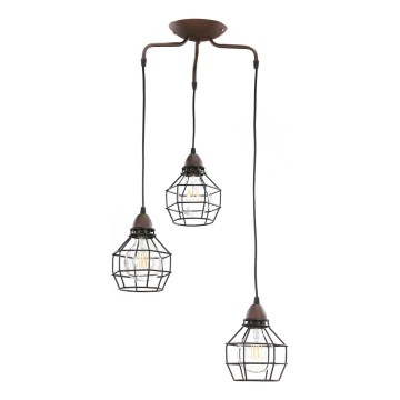 ONLI - Luster na lanku SPIDER 3xE27/15W/230V čierna/hnedá