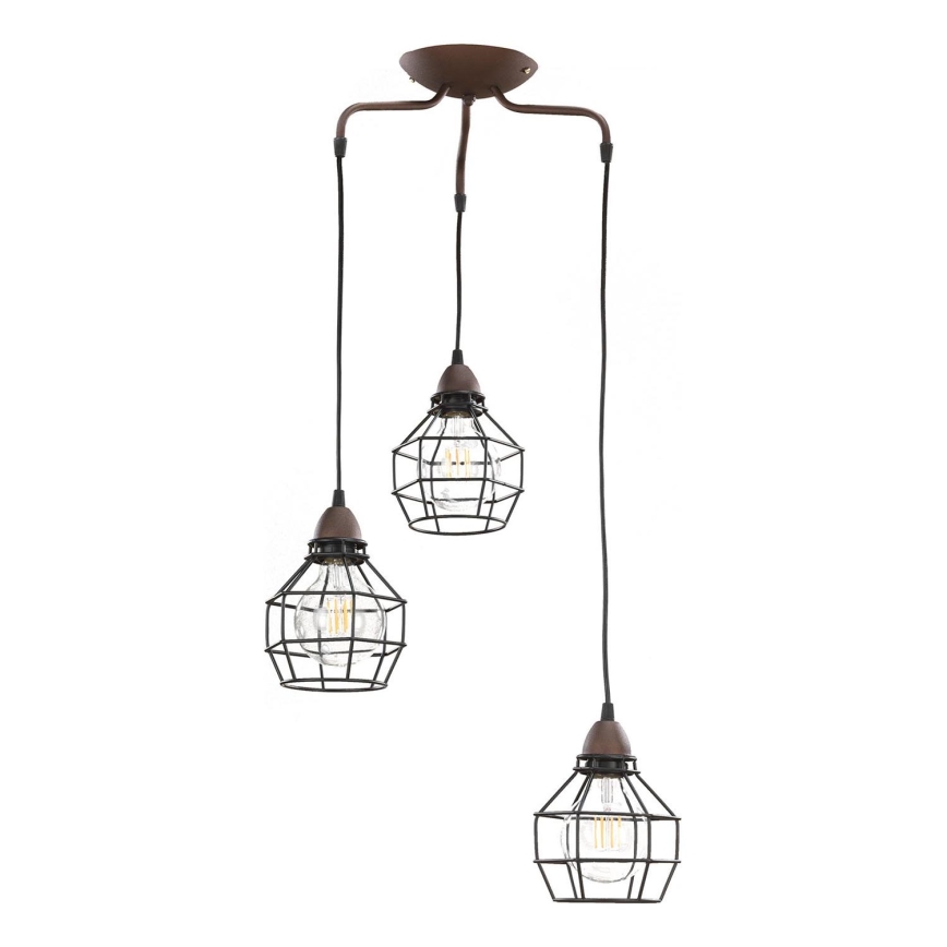 ONLI - Luster na lanku SPIDER 3xE27/15W/230V čierna/hnedá