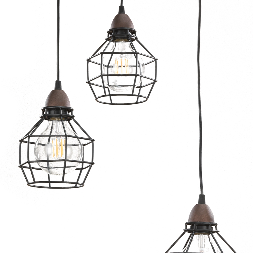 ONLI - Luster na lanku SPIDER 3xE27/15W/230V čierna/hnedá